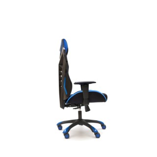 silla gamer azul y negra