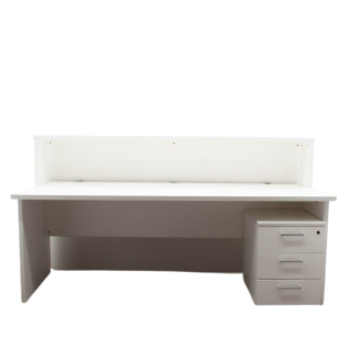 Mostrador blanco con mesa pata panel de 200cm