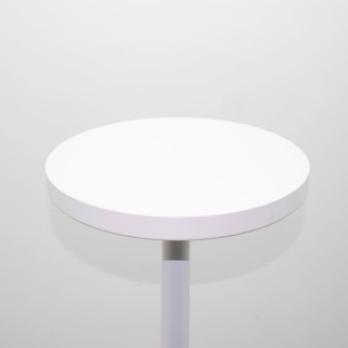 Mesa cafetería con tapa blanca