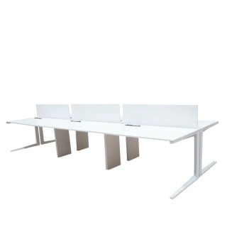 Mesa multipuestos de 6 mesas en blanco