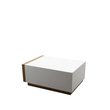 Mesa de centro lacada blanca con cajón nogal