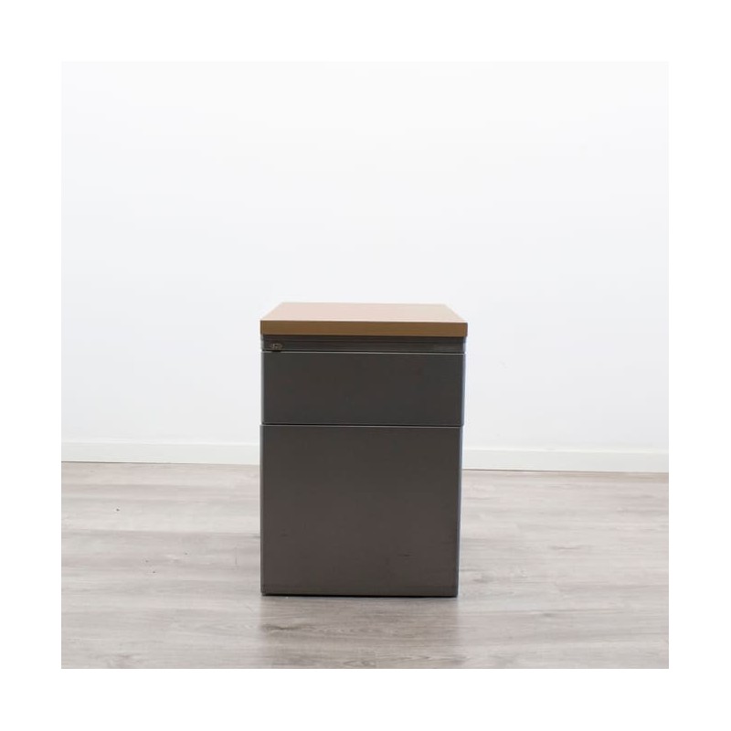 Cajonera metálica gris de cajón y archivo sin tiradores