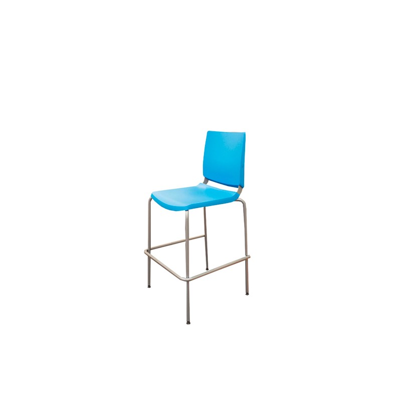 Taburete office azul sin brazos con estructura gris Taburete office azul sin brazos con estructura gris