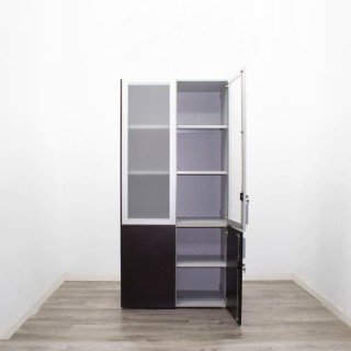Armario alto puertas bajas wengué y altas en cristal 92,5cm