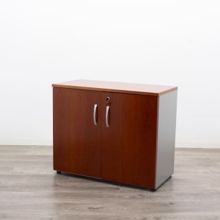 Armario bajo todo puertas cerezo y gris de 90cm
