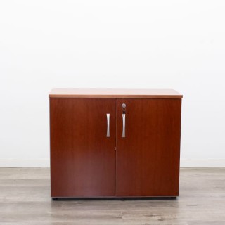 Armario bajo todo puertas cerezo y gris de 90cm