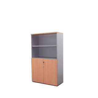 Armario medio puertas bajas en olmo y gris de 89cm