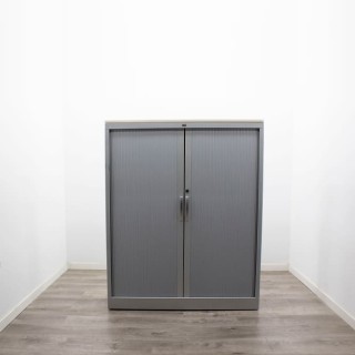 Armario metálico medio gris y maple puertas persiana de 120cm