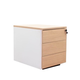 Cajonera 3 cajones en blanco y roble