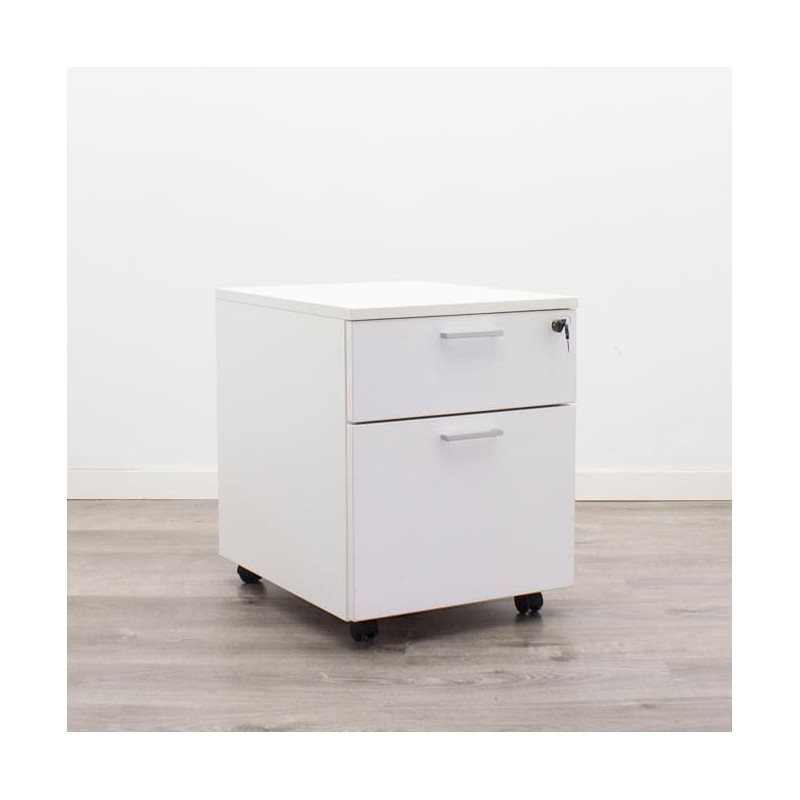 Cajonera cajón y archivo en blanco con tiradores