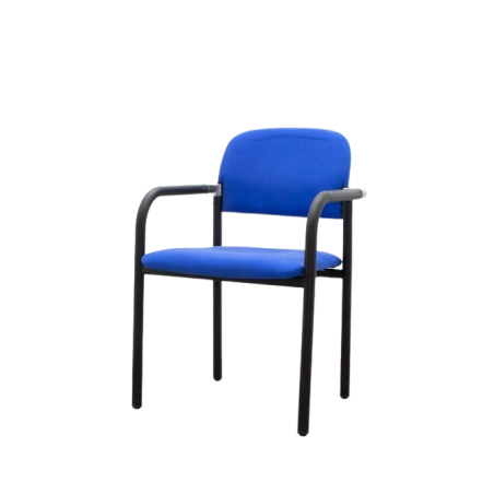 Silla confidente azul con estructura negra
