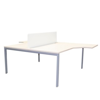 Mesa multipuestos de 2 puestos con separador y ala