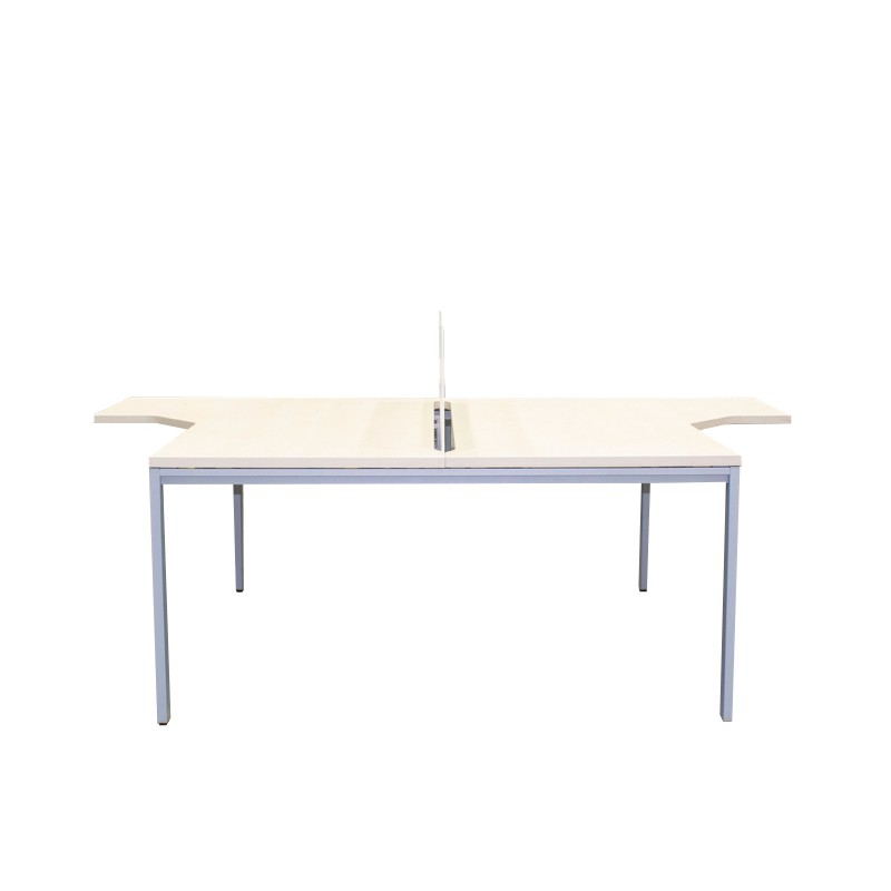 Mesa multipuestos de 2 puestos con separador y ala