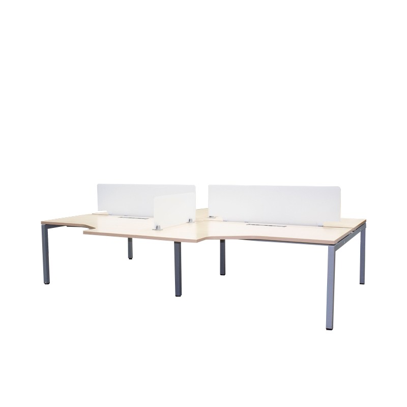 Mesa multipuestos de 2 o 4 puestos en maple con separador y ala