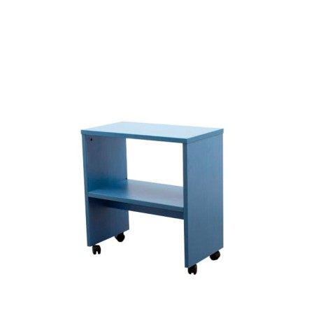 Mesa auxiliar azul con ruedas