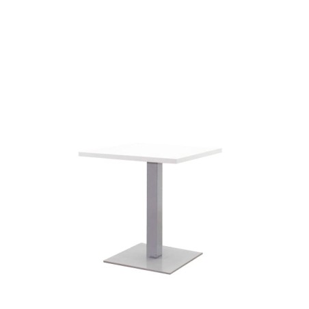 Mesa cafetería baja tapa cuadrada en blanco de 70cm