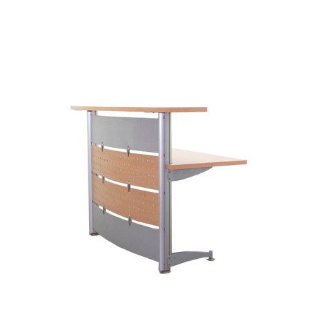 Mostrador para recepción en haya con mesa y altillo de 145cm
