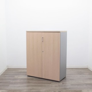 Armario medio todo puerta en gris aluminizado y roble de 90cm