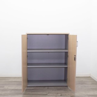 Armario medio todo puerta en gris aluminizado y roble de 90cm