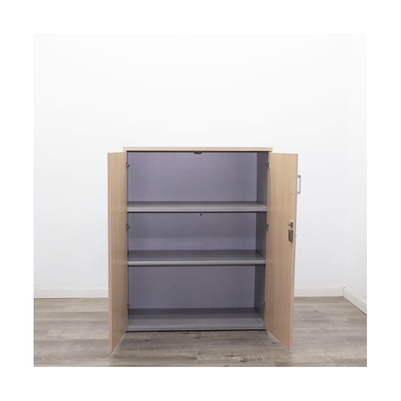 Armario medio todo puerta en gris aluminizado y roble de 90cm
