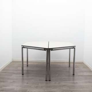 Mesa de juntas hexagonal gris de 154cm