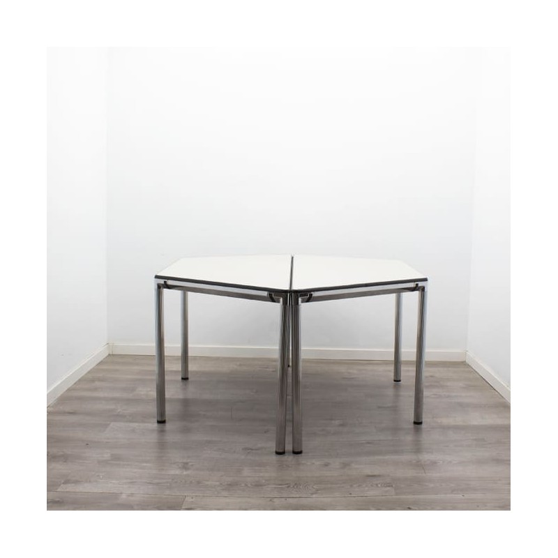 Mesa de juntas hexagonal gris de 154cm