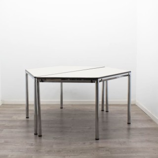 Mesa de juntas hexagonal gris de 154cm