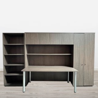Conjunto de mesa y armario en gris ceniza de 340,5cm