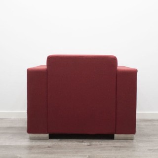sillón espera 1 plaza tapizado rojo con cojín en respaldo