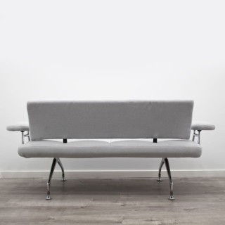 Sofá de espera 2 plazas gris claro con estructura metálica