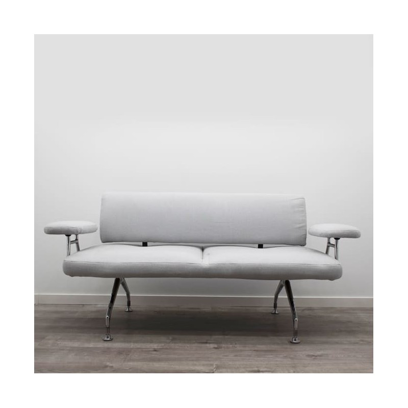 Sofá de espera 2 plazas gris claro con estructura metálica
