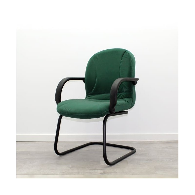 silla confidente verde base patín