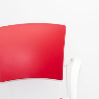 Silla colectividad ENEA roja con brazos estructura blanca
