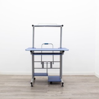 Mesa auxiliar de ordenador con ruedas en azul y gris