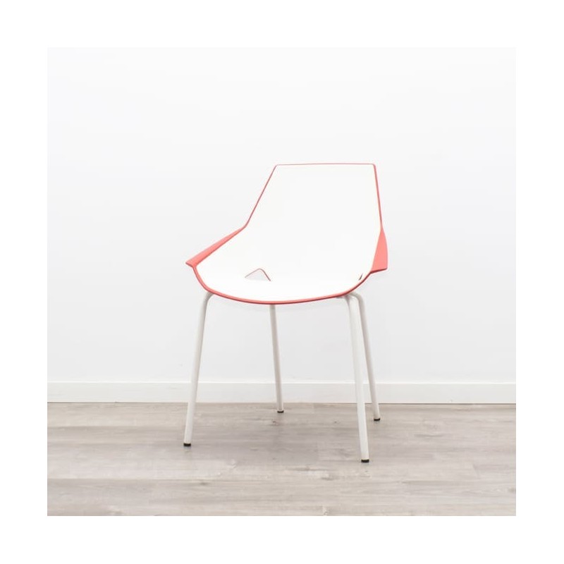 silla confidente Actiu roja y blanca polipropileno