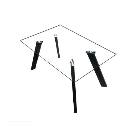 mesa de dirección de cristal y patas gris antracita