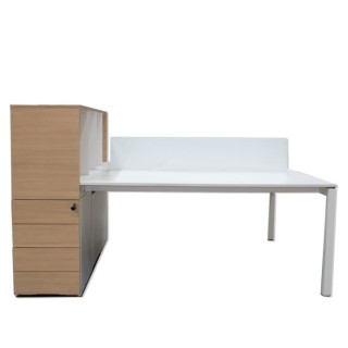Bench de 2 o 4 puestos con mueble en roble y blanco