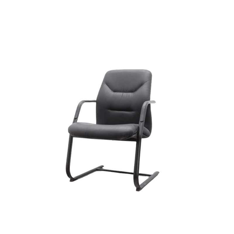 Silla confidente piel negra base patin Silla confidente piel negra base patin