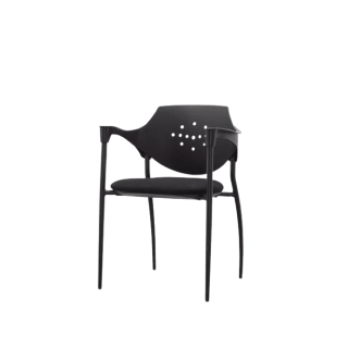 Silla confidente respaldo PVC negro perforado asiento negro/gris/granate