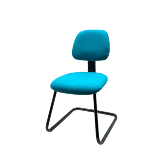 silla confidente base patín azul turquesa