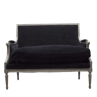 sofá de espera clásico 2 plazas en negro con estructura gris