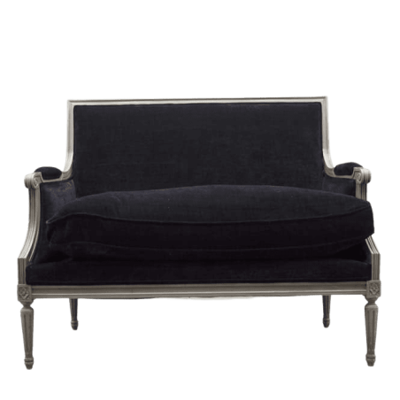 sofá de espera clásico 2 plazas en negro con estructura gris