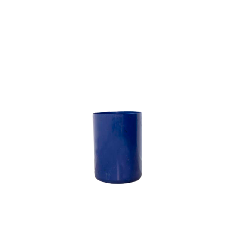Papelera redonda azul de plástico